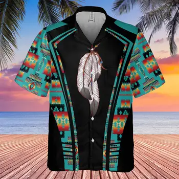 Moške Hawaiian Majica Indijski Stil Cosplay Beach Kratek Rokav Poletje Priložnostne Gumb Gor Mozaik Vrhovi 3D Majice