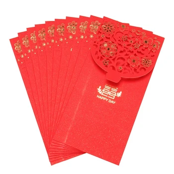 10PCS Kitajski Rdeče Ovojnice Srečo, Denar Ovojnice Poroko Rdeče paket Za Novo Leto Poroke (7X3.4 V)