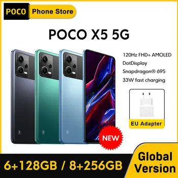Novo POCO X5 5G Globalni Različici 128GB/256GB Snapdragon 695 Jedro Octa 120Hz AMOLED DotDisplay 33W 5000mAh Baterije 48MP Fotoaparat NFC