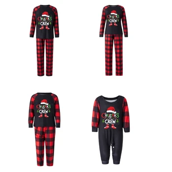 Novo Leto Moda Božič Pižamo Mati Otroci Oblačila Plaids Pižamo Sleepwear 37JB