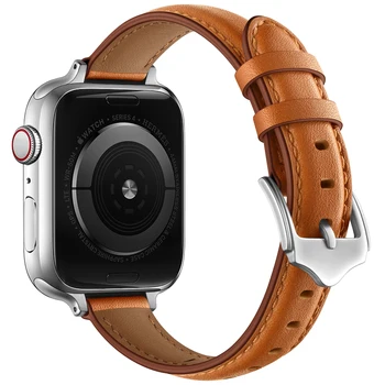Pristen Cowhide Usnje Vitek Pas Za Watchband Apple Watch Band po Meri Zapestnica Apple Watch Série 7 Gledati Serije 7 45 mm Trak