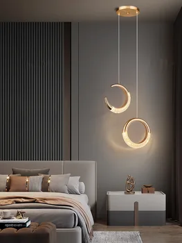 Luksuzni postelji, ki visi spalnica lučka Dolge linije moderne preprost obesek lučka omrežja Rdeča Luna v ozadju stene svetilko ob postelji mala