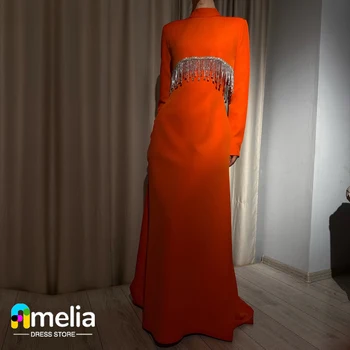 Amelia Povodcem Dubaj Prom Oblačenja Dolge Rokave Večerno Obleko Z Fethers Dolžina Tal Ženske Poroka Stranka Obleko 2023