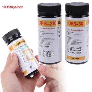 100 kozarcev Krvi, Urina Testni Trak Reagenta Trakovi Za Urina Z Anti-VC Interfer URS-2K/ URS-5K Glukoze pH Beljakovin Ketona