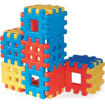 Big Vaflji Blok Set - 18 kosov, Modra/Rdeča/Rumena igrišče, oprema, mehko igranje v zaprtih prostorih igrišče Zabava