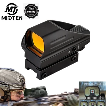 MidTen Riflescope Širok Pogled Področje Lov Reflex Sight 11 Raven Svetlosti Neomejeno okularjem s 4 Mrežice Red Dot 20 MM