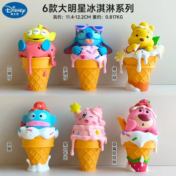 12 cm 6pcs Disney Sladoled Šiv Srčkan sladoleda Stožci Ustvarjalne Okraski Nastavite Winnie The Pooh Zbiranje Številke Modela Igrače Darila
