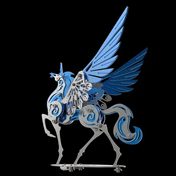 DIY Samorog Krilati Konj 3D Kovinski Puzzle iz Nerjavečega Jekla Mehanske Pravljice Zver Serije Zbiranja Igrač 3d Model Kompleti za Odrasle