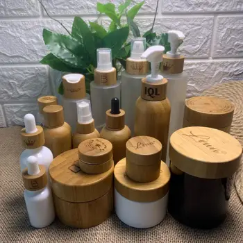 Recikliranih 10g Balzam Las Serum Kozmetični Jar Luksuzni Bambusa Aluminija Bambusa Posodo Z Notranjo Aluminija, Kremo za Oči Bambusa Jar