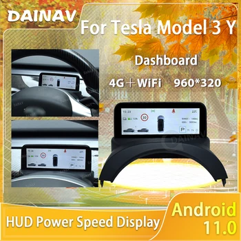 4.6 Palčni Digitalni LCD nadzorno ploščo Za Tesla Model 3 Y Android HUD, Vklop, Prikaz Hitrosti Podporo Zaslon Center merilnik Hitrosti