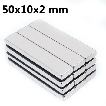 1~500PCS 50x10x2 Močnim Magnetom iz Redkih Zemelj Debeline 2 mm Pravokotni Blok Neodymium Magneti 50x10x2mm Trakovi, Magnetni 50*10*2 nova
