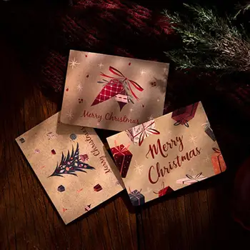 Visoko kakovostne Počitnice Kartice Praznične Božične Voščilnice z Ovojnice, Nalepke Vintage Stilu, Kraft Papir za Darilo za Božič