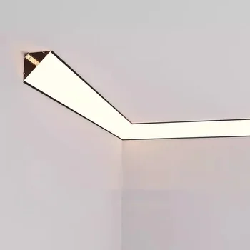 1M Zgornjem Kotu Svetlobe LED Strop Alu Profila Gospodinjstva Zaprtih 45° Poševen Pramen Strop Modeliranje Za Led Trak Bar Razsvetljavo