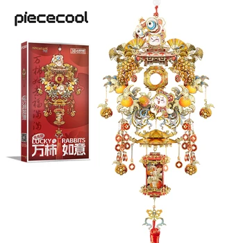Piececool Model Gradnjo Kompleti Kitajski Srečo, Zajci 3D Kovinski Sestavljanke Jigsaw DIY Komplet Darila Dom Dekoracija