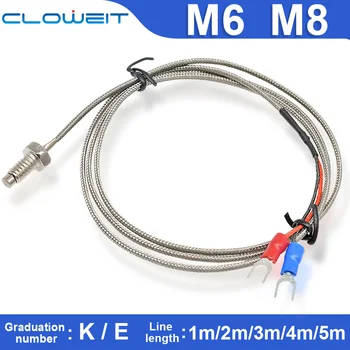 Cloweit Termočlen Navoj M6 M8 Vijak Tip K/T/PT100 1/2/3/4/5m Sonda za Senzor Temperaturni Senzor 0-400°C Temperaturni Regulator