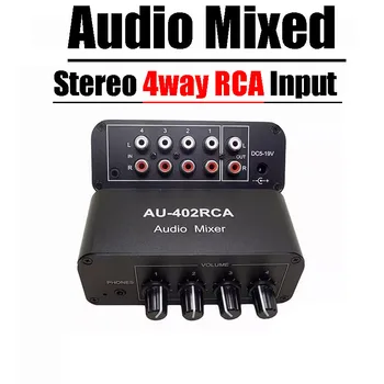 RCA Audio Mixer 4 Input 2 Izhod Stereo Zvočni Vir Preklopnik za Nadzor Glasnosti Slušalke Ojačevalnik Splitter DIY Ojačevalnik