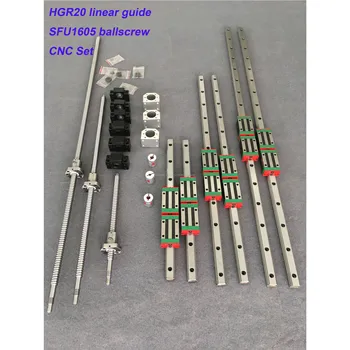 3sets Kvadratnih Linearni vodnik določa 400/700/velikosti 1000 mm + 3pcs Ballscrew 1605 - 400/700/velikosti 1000 mm z Matico + 3set BK/B12 + Spojka za CNC
