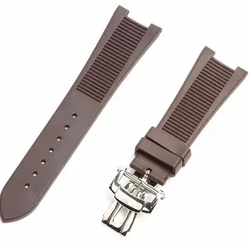 HAODEE 25 mm, Gume, Silikona Watch Trak Zložljiva Sponke Watchbands Za PATEK PHILIPPE Trak Nautilus Serije Watchband