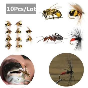 10pcs 10# Swimbaits Umetno Bionic Vabe Letenje Postrv Ribolov Vab Čebel Ant Insektov Ročice