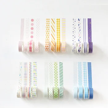 4pcs Osnovne Papir Washi Trakovi Komplet 15 mm*7m Rainbow Barva za Dekoracijo Lepilni Trak, Maskiranje Nalepke Šolske Potrebščine A6871