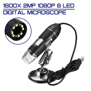 Mikroskop 1600X 2MP Nastavljiv 1080P Digitalni Tip-C/Micro USB, 8 LED Magnifier Elektronski Stereo USB-Endoskop Za Telefon, RAČUNALNIK