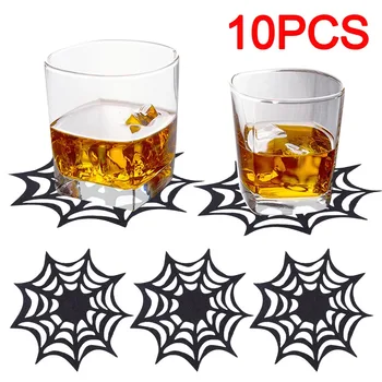 10/1PCS Halloween Spider Web Pokal Mat Grozo Vpojne Pokal Coasters Non-Slip Počutil Krpo Tabela Mat Halloween Doma Stranka Bar Dekor