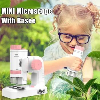 Ročno Mini Mikroskopom Namizje 60-200X LED Biološki Mikroskop Otrok, Raziskovanje Znanost Orodje Otrok Prisoten Mikroskopom Igrače