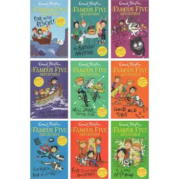 9 Knjige/Set Enid Blyton Slavni Pet Avanture Zbirka Otroci Angleška Slikanica Detektiv Zgodbe