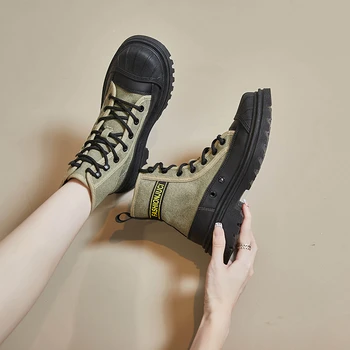 Nove Ženske korejskem Slogu Delo Škornji na Prostem Planinarjenje Škorenj, Usnje Čipke Dihanje Priložnostne Modni Škornji Zapatos Mujer