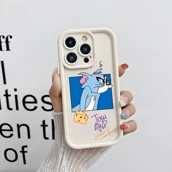 Par J-JerryS Miško Tom Cat Primeru Telefon Za Xiaomi Poco X3 X4 X5 Redmi 12 11 Opomba 10 Lite Mehko Preprost Barva Mat Nekaj