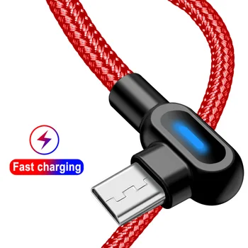 USB Tip C Kabel Hitro Polnjenje za 90 Stopinj USB C Kabel Za S8 S9 S10 Mobilni Telefon, Polnilnik, Mikro Usb Kabli