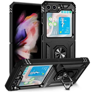 Magnetni Trdo Lupino Plastični Telefon Primeru za Samsung Galaxy Ž Flip 5 4 3 Flip5 medije flip4 Flip3 5G Obroč za Preprečevanje padcev, Pokrov ležišča