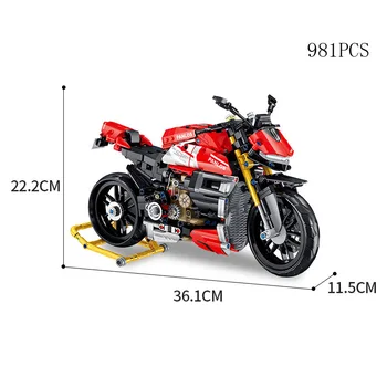 Tehnične Motocikel Izgradnjo Bloka Ducatis Streetfighter V4 SP Parni Motor Vozila, Model Motocikla Opeke Igrača Zbirka Za Darila