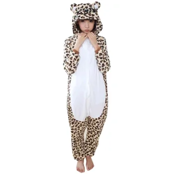 Čudovit Leopard Medved Sleepwear Pižamo Živali Flanela Pijama Toplo Zimsko Noč Nosi Pajama Določa Anime Cosplay Kostum