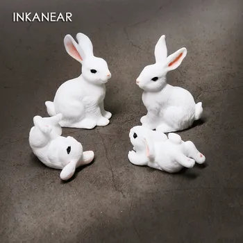 Srčkan Zajec, Družino Figur Simulacije Živalskega Modela Veverice Miniaturni Pravljice Vrt Dekoracijo Kip Smolo Obrti