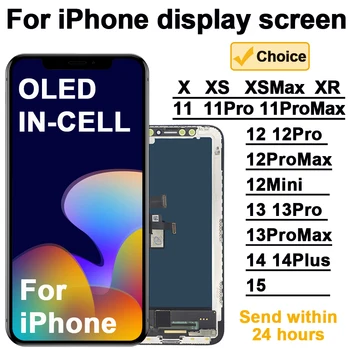 OLED Za iPhone X XR XS Max LCD Incell Za iPhone 11 12 13 Pro Max LCD 13 Mini 14 Plus 15 Zaslon Računalnike Skupščine