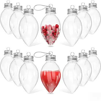 10pcs Žarnice Oblikovan Povratne Steklenice Božični Okraski iz Plastičnih Sladkarije Posode DIY Jasno Ornament Žarnice s podnožjem