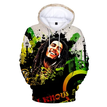 2023 Hip Hop Bob Marley 3D Puloverji Jopice za Moške in Ženske Reggae Sweatshirts Tiskanja Puloverju Unisex Moda Vrhovi