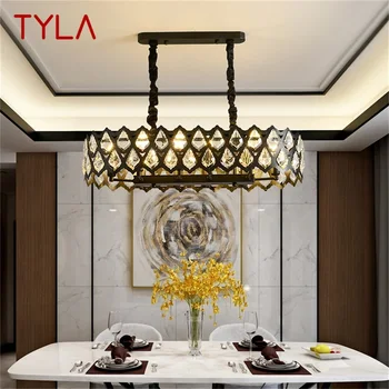 TYLA Black Luster Pravokotnik Sklopi Sodobne Ustvarjalne Veje Kristalni Obesek Lučka Lučka Domov LED za Dekoracijo