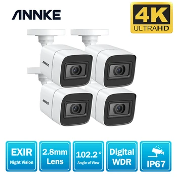 ANNKE 4pcs 4K HD IP67 Vremensko Kamere Kit 8MP Notranja Zunanja Analogna SCT Varnostne Kamere Bela