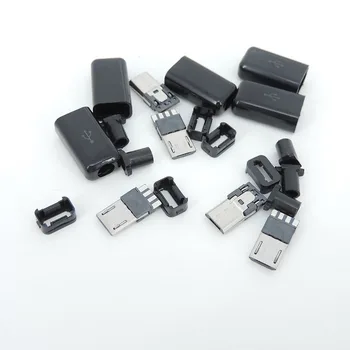 4 v 1 diy bela črna Micro USB 5PIN Varjenje Tip Moškega Vtikač Priključka za Polnilnik kritje 5P USB Rep Polnjenje vrata Vtičnico Q1
