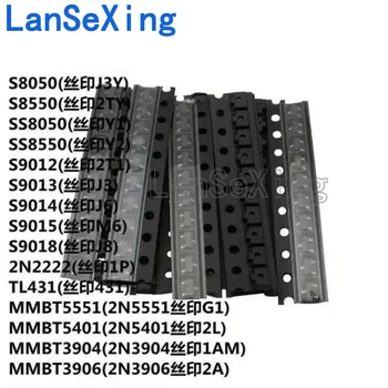 15 vrste pogosto uporabljajo SOT23 SMT tranzistor paketov, 10 vsake vrste, v višini 150