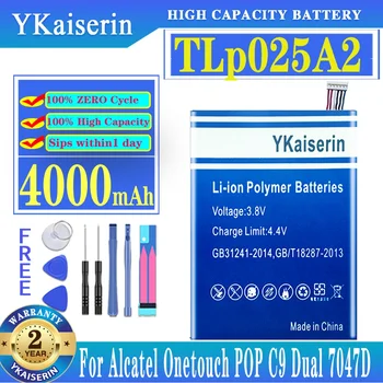 YKaiserin TLp025A2 Baterija 4000 mah Za Alcatel One Touch Izravnavo POP C9 Dvojno 7047D Idol X Plus OT 6043D 8000D 8008D TCL S960