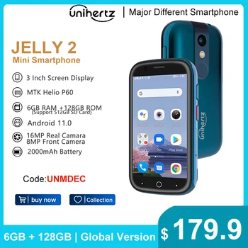Unihertz Jelly 2 Majhni Pametni telefon Android 11 Helio P60 Jedro Octa 4G LTE Dvojno SIM Pametni telefon Odklenjen 6GB128GB NFC mobilni telefon