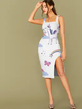 3D Obleko Samorog Obleko Ženske Metulj Sundress Mavrica Strani Špranjske Obleke Oblak 3d Tiskanja Žensk Mini Večer Nove Plaža Moda