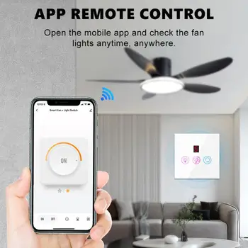 Tuya Wifi Fan Stikala za Luč, Smart Stropni Ventilator Lučka Stikalo z Različnih Hitrosti Glas pod Nadzorom Alexa, Doma