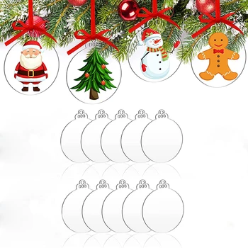 Božič Akril Krogih Diski Jasno Prazne DIY Božično Drevo, Viseče Dekoracije Keychain Čare Trojk Pregleden Ornament Diski