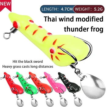 Thunder Žaba 4,7 cm 5.2 g Mini Dvojno Kljuko Tajska Road Runner False Vabe Sequins Spremenjen Thunder Žaba False Vabe za Ribolov
