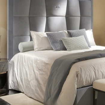 Velika postelja 1 meter 8 zakonsko posteljo razkošje preprostega posteljo villa modra posteljo preprosta sodoben spalnico.