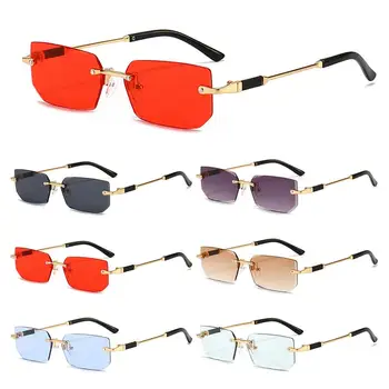 Y2K Rimless Pravokotnik sončna Očala Moda UV400 sončna Očala brez okvirjev Odtenkih za Ženske & Moški